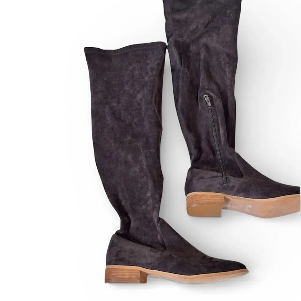 Mi.im Faux Grey Suede Leather Knee High Boots Womens 8 Fall Casual Classic